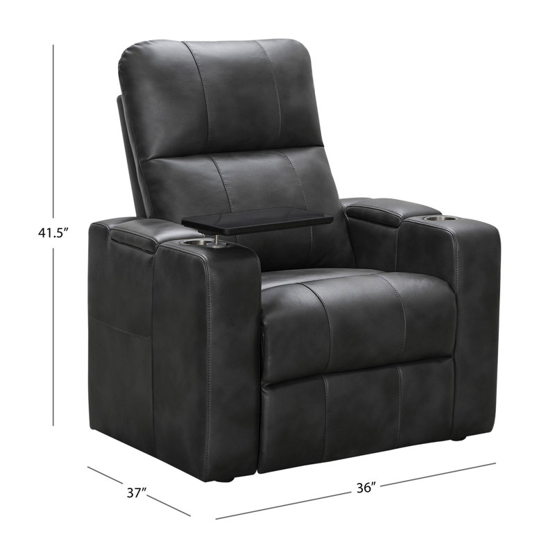 Vannatta Faux Leather Power Recliner, Smoke Grey Faux Leather