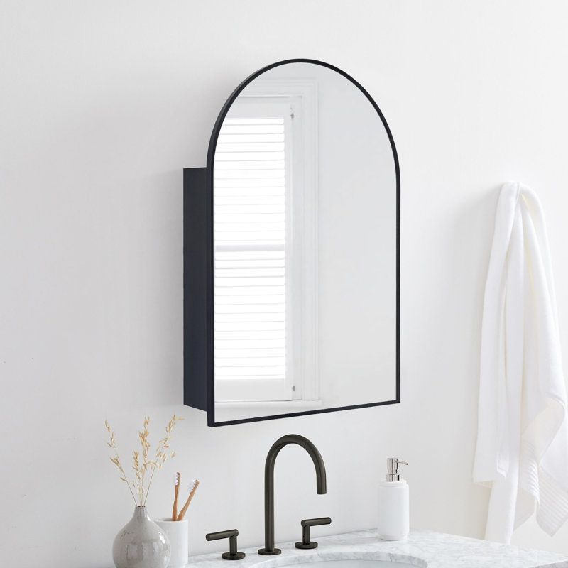 Armoire à pharmacie avec miroir encastré et fixation en surface Dake, 30 po x 20 po, Noir