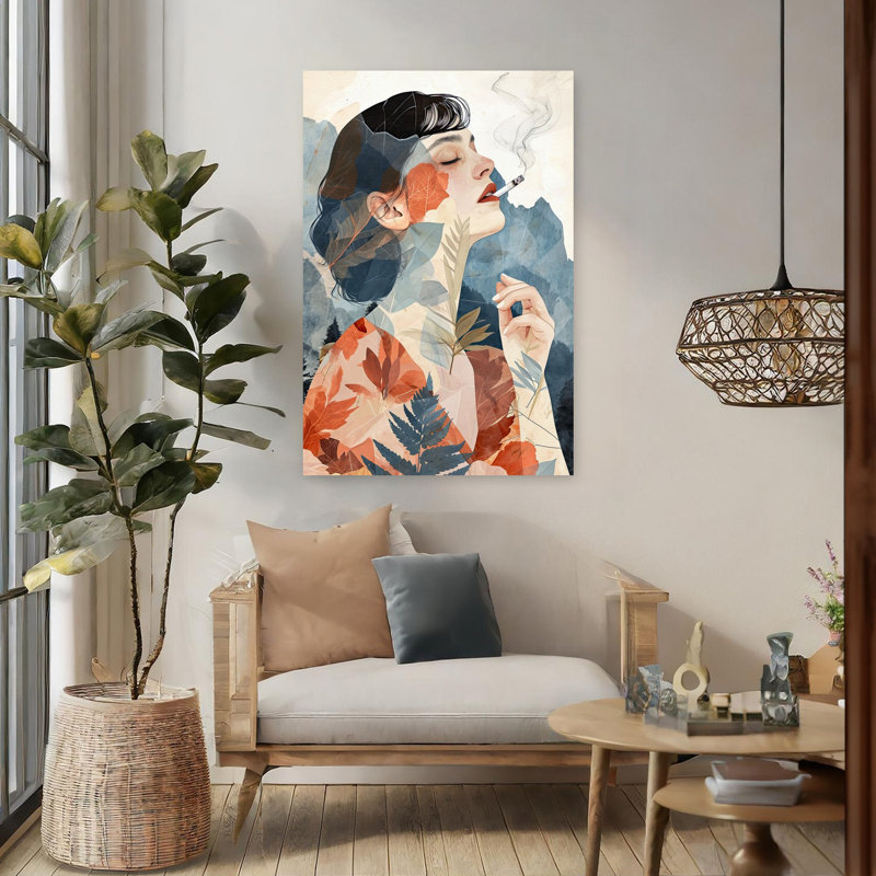 «Autumn Smoke Portrait», art mural forêt éthérée sereine et automne, H 48 po x l 32 po