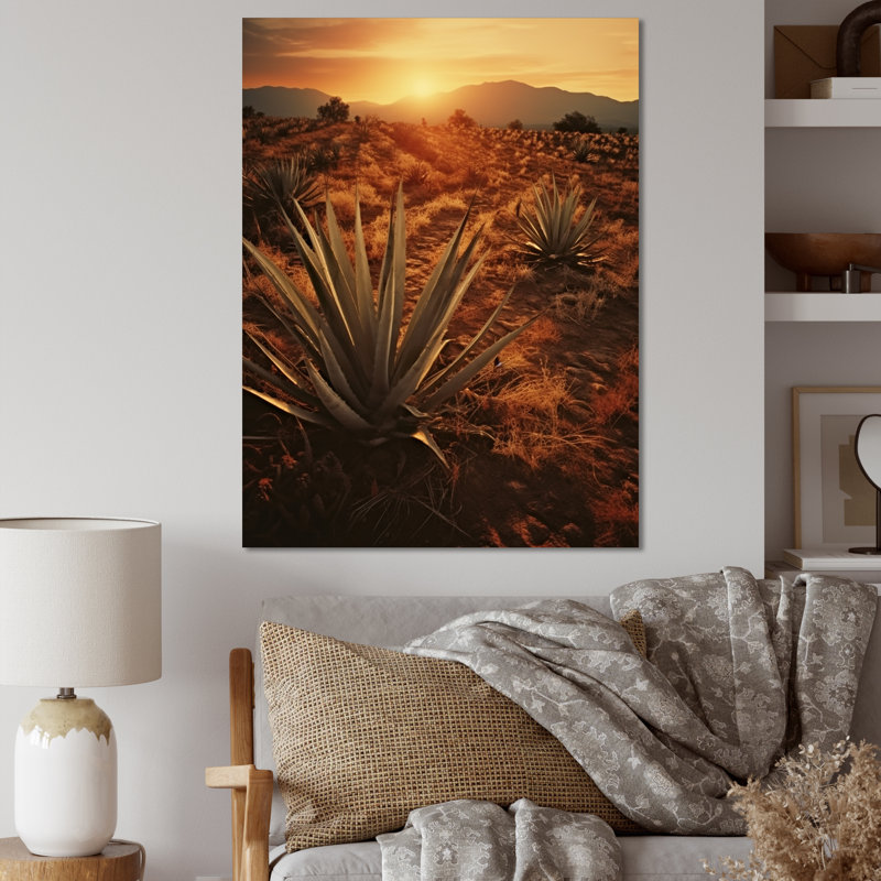 Succulent Field au Texas, H 44 po x l 34 po x P 1,5 po, Toile tendue