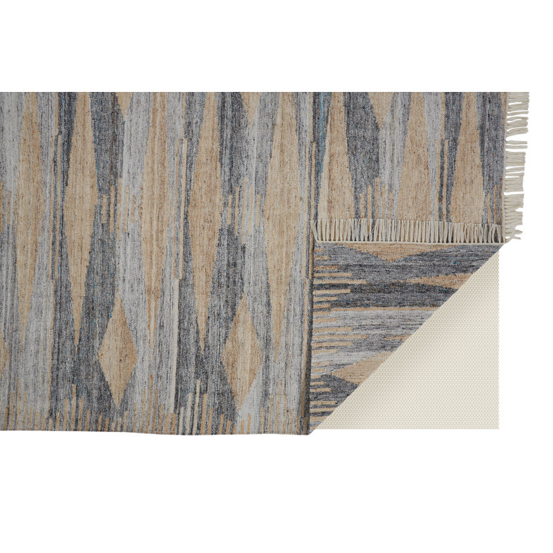 Tapis géométrique beige noué à la main Ana, Rectangle 5 pi x 8 pi