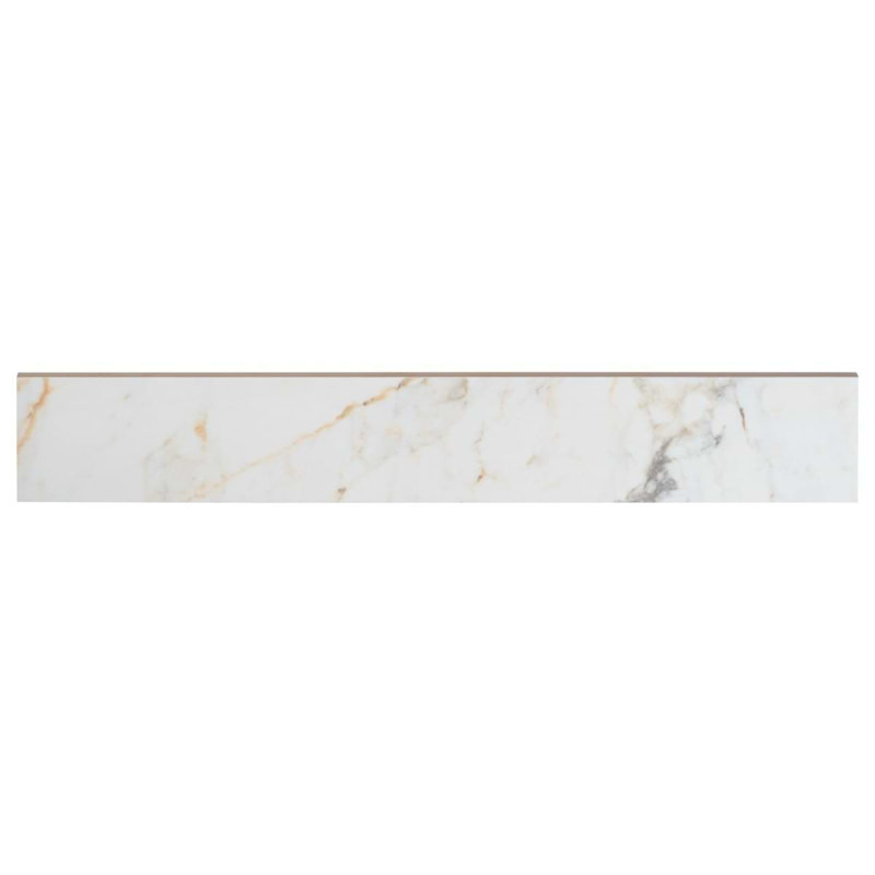 Calacatta Macchia 4X24 Marble Look Matte Porcelain Bullnose Wall Tile