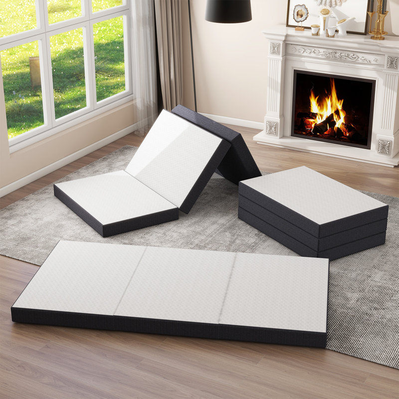 Foldable Mattress, Memory Foam Trifold Mattress Portable With Cover For Guest/Caravan/Camping, Queen, 3"