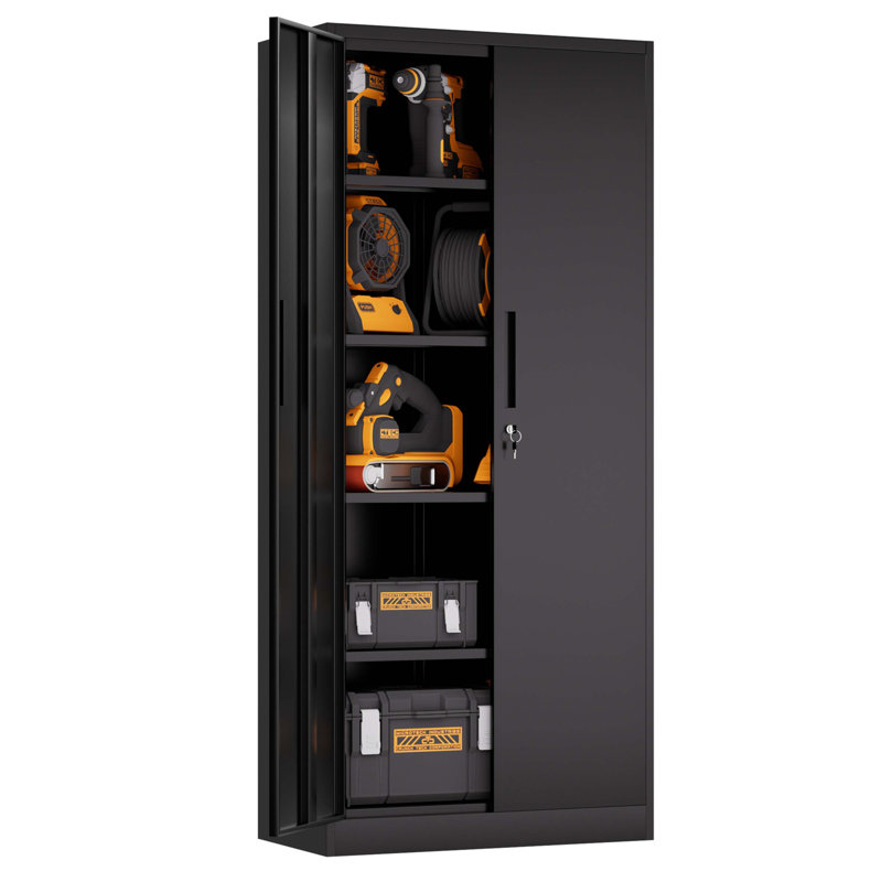 Armoire de rangement en métal 71 "H, Noir