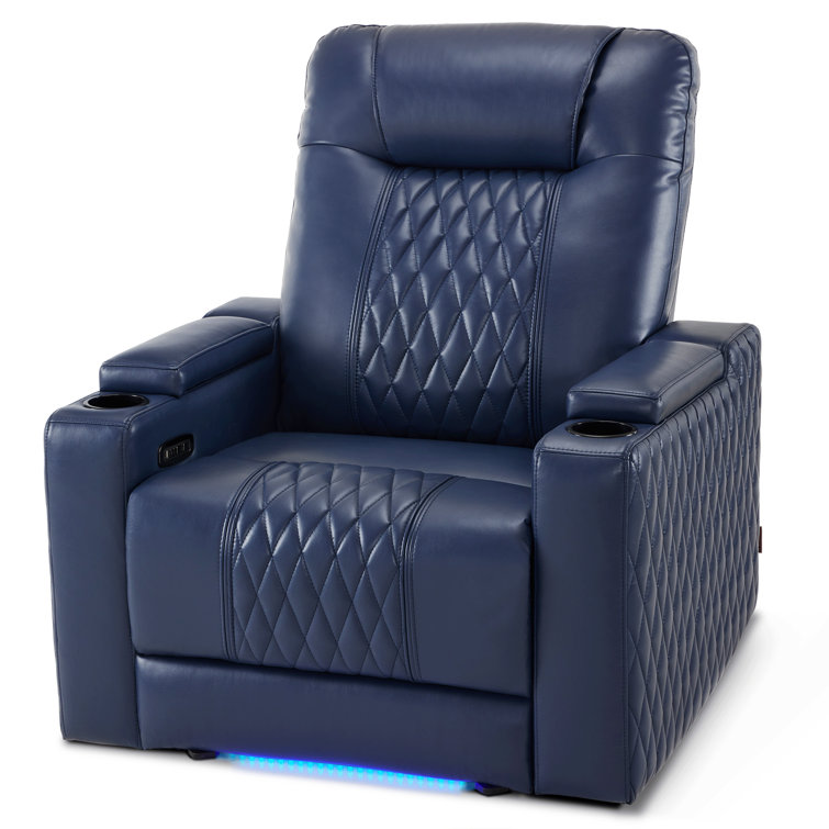 Power Reclining Home Theater Seating with Armrest Storage, Adjustable Headrest and LED Light