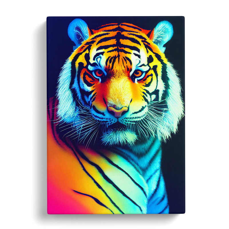 Tiger Vaporwave - Wrapped Canvas, 50cm H x 35cm W x 3cm D