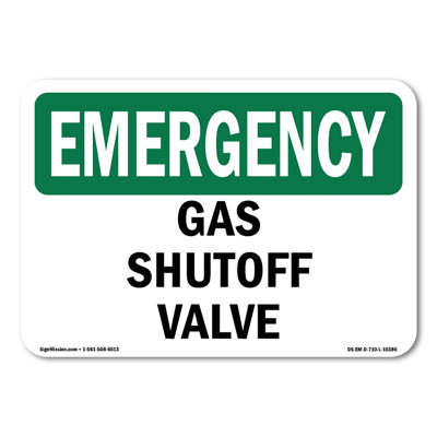 Gas Shutoff Valve Decal 14" X 10"