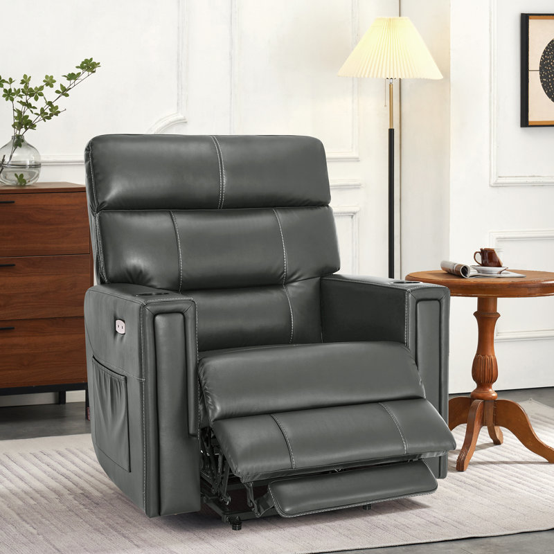 Oversized Dual Motors Lay Flat Power Recliner Lift Chair, for Heights 5'9''-6'7" Big and Tall People, Faux Leather, Gray