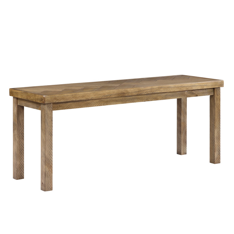 Carveth 44'' Wide Herringbone Solid Wood Rustic Style Dining & Entryway Bench, Brown