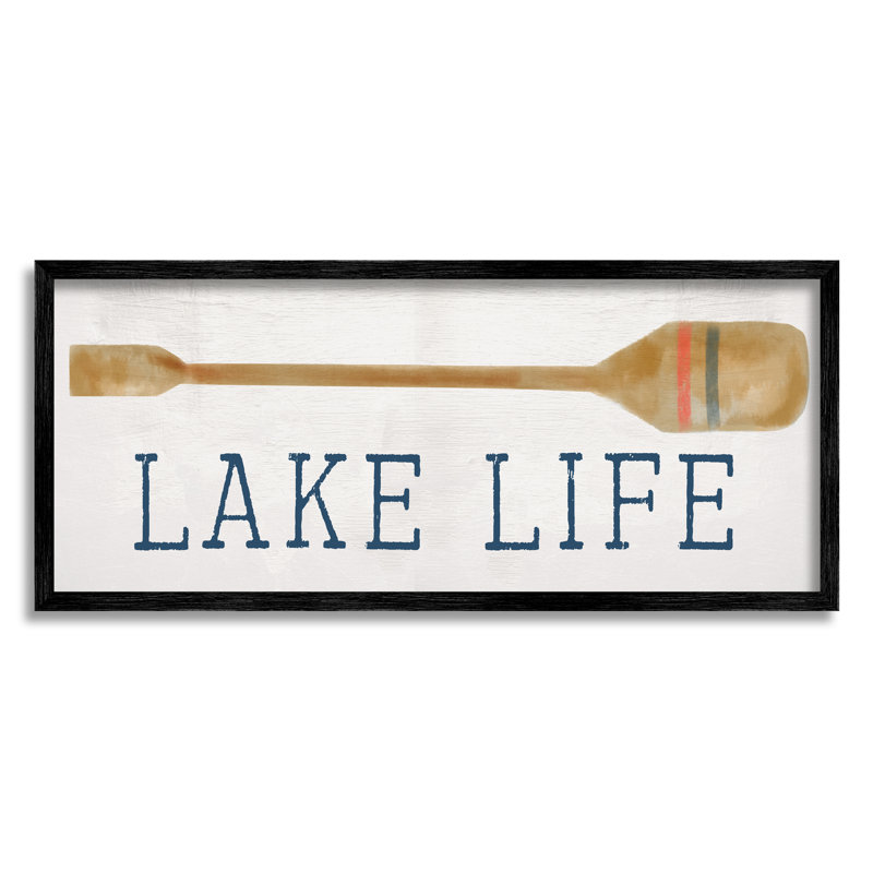 "Lake Life", art nautique encadré sur bois par Lil 'Rue, impression, Giclée encadrée noir minuit