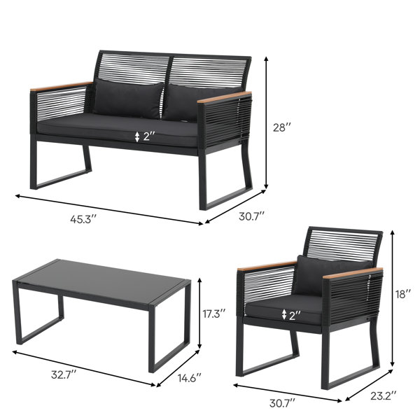 Ebern Designs 4 - Person Outdoor Seating Group with Cushions & Reviews