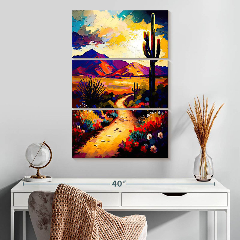 Désert en fleurs de Nicci, Arizona, H 32 po x l 20 po