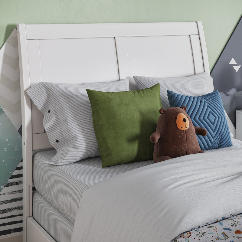 Lit plateforme en bois massif Fitzsimmons avec pied de lit et tiroirs de rangement assortis, Simple, Blanc, 2 tiroirs