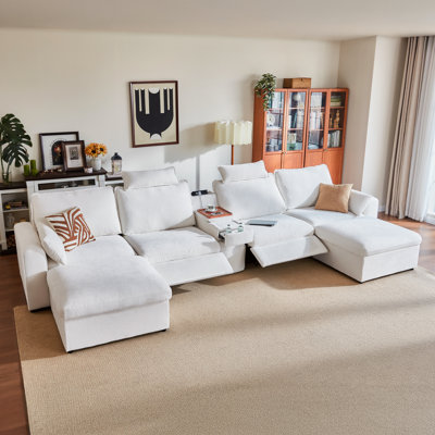 Canapé inclinable électrique modulaire surdimensionné en chenille 6 places avec repose-tête