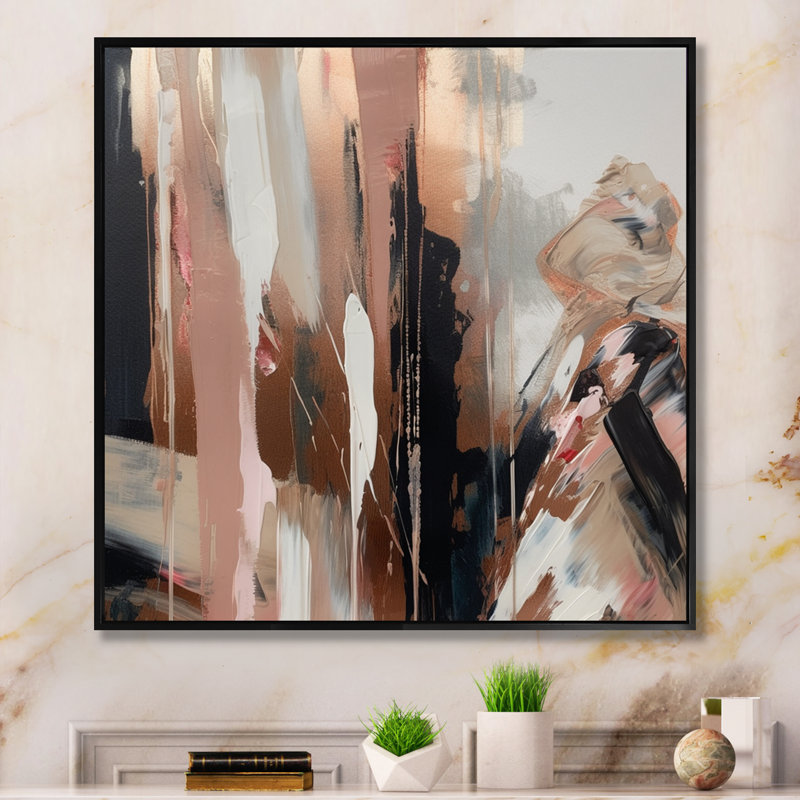 Brown And Black Beyond Boundaries I - Abstract Canvas Prints, 36" H x 36" W, Black Floater Framed