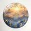 «Mountain Sunrise», horloge murale en verre-1066098797