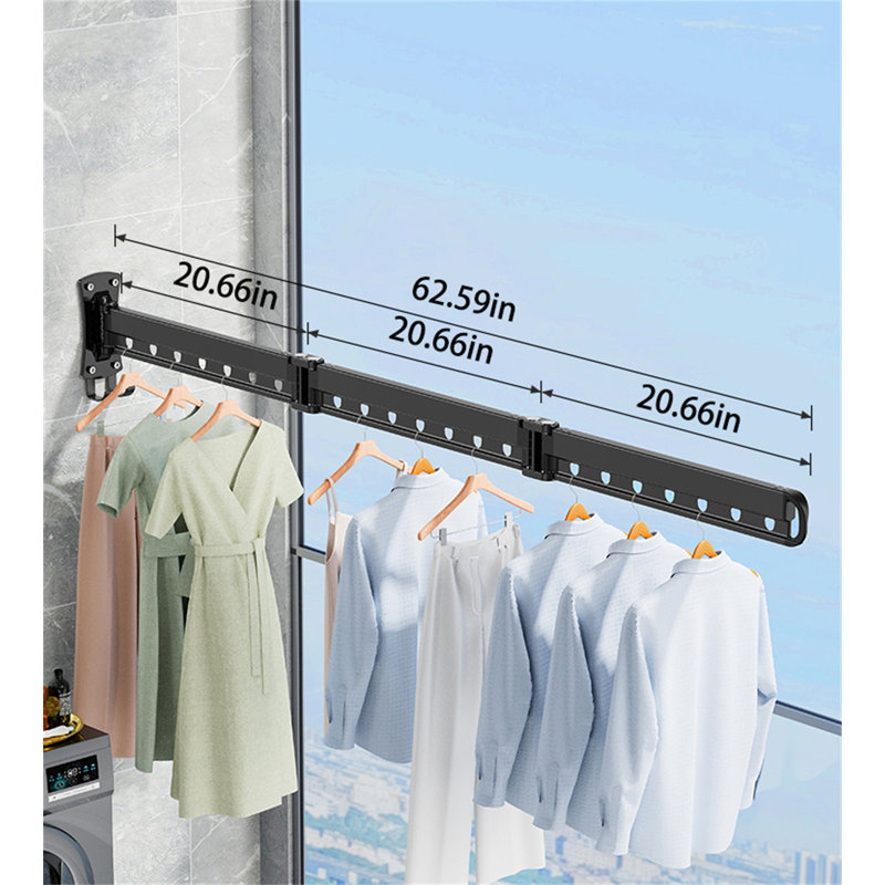 Ultraspace Aluminum Retractable Clothes Rack, 7.08" H x 62.59" W x 3.22" D
