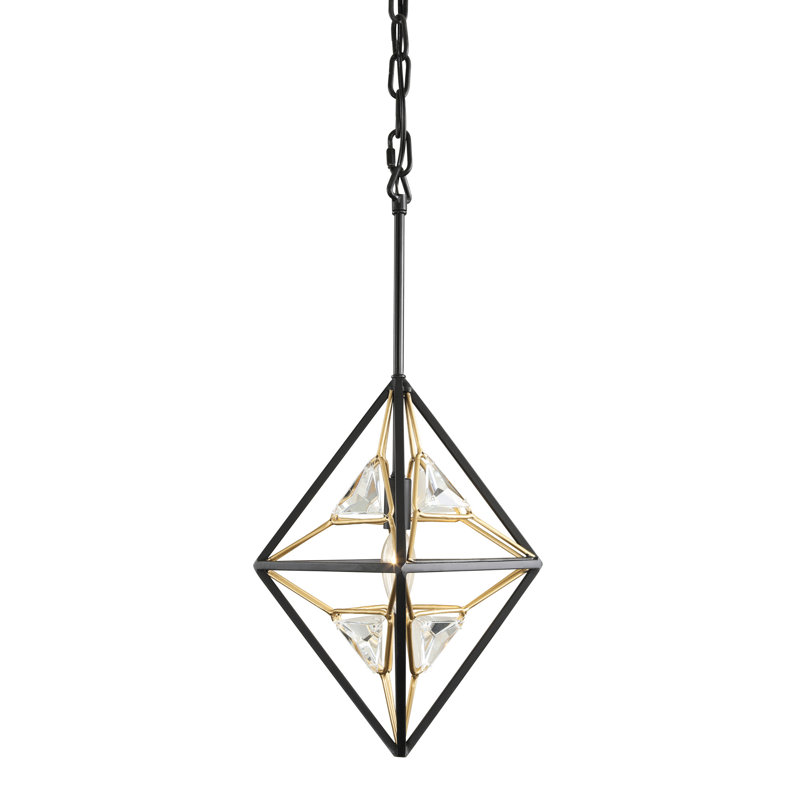 Marcia Matte Black and Gold Crystal Mini Pendant