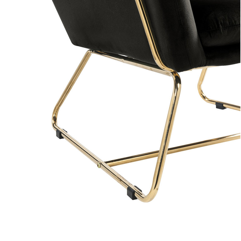 Fauteuil d'appoint en velours noir avec support en métal - 29,5 po x 31 po 26 po