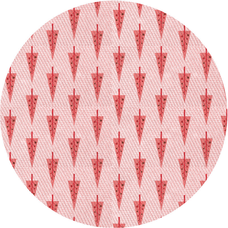 Tapis floral rouge / rose, Rond 8 pi