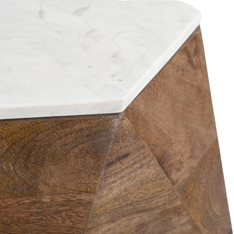 Table d'appoint biseau blanc et noyer