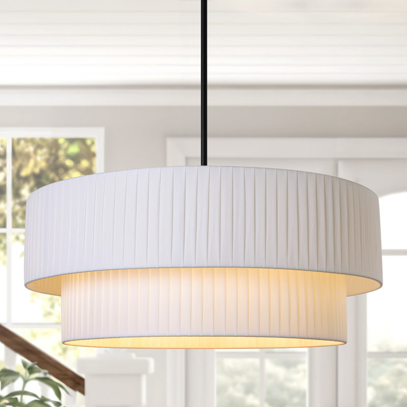 Lustre tambour à 3 lumières Reihan, Noir mat, H 9,2 po x l 23,6 po x P 23,6 po