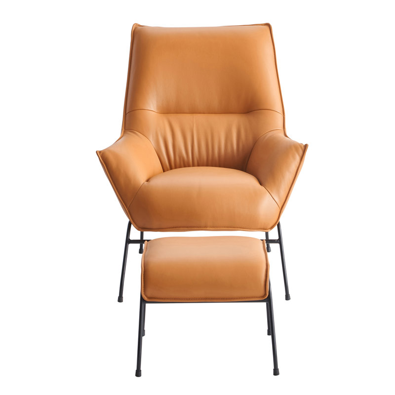 Fauteuil en cuir Washington, Cuir véritable orange