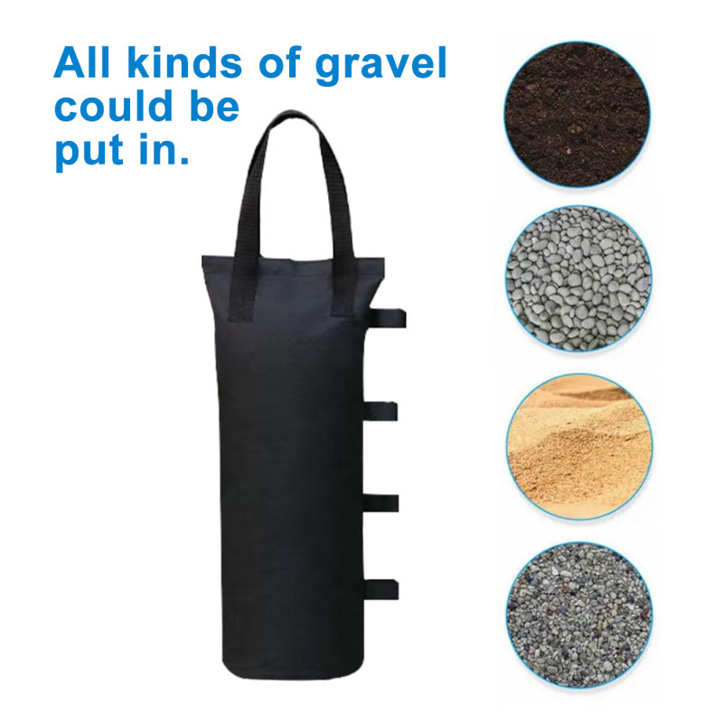 Des sacs de sable à poids unique sont utilisés pour fixer le parasol, avec des sacs de sable lourds et des sacs de poids noirs