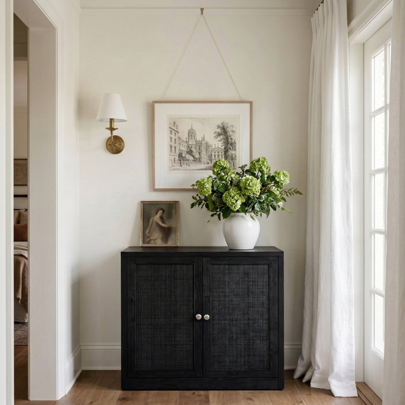Gerardi Solid Wood And Oak Veneer Sideboard/Buffet, Black