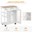 Îlot de cuisine 28 po avec rangement, chariot de cuisine avec plateau en bambou massif, panier grillagé, armoire de porte et tiroirs, blanc