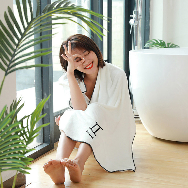 Soft Fleece 2 Piece Bath And Face Towel Set, Thick Absorbent Quick Drying Towel For Family Home Use, 27.6x55.1in White, J