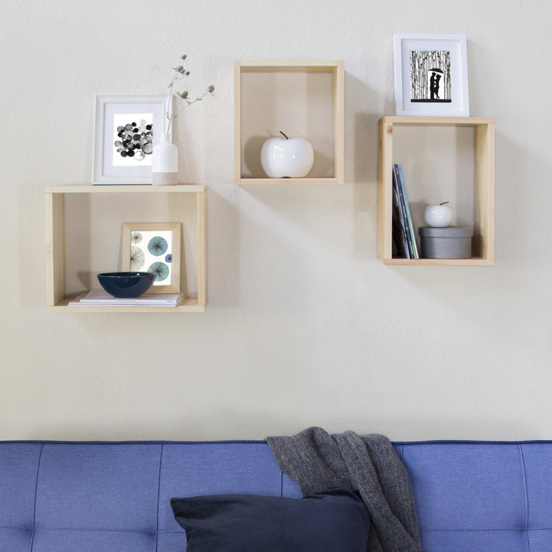 Apollo 3 Piece Pine Solid Wood Floating Shelf
