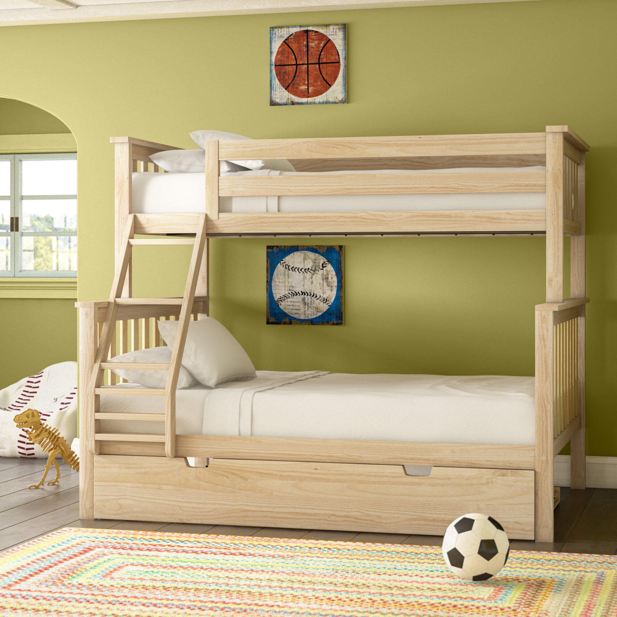 Harriet Bee Bolles Kids Bunk Bed With Trundle & Reviews | Wayfair