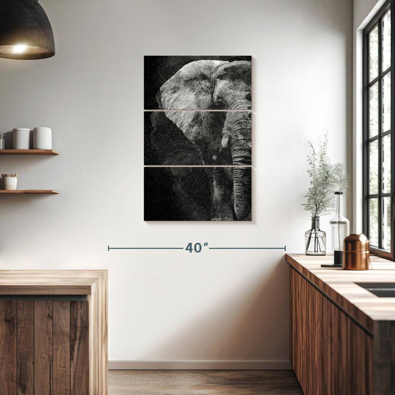 Brampt Elephant Face Black And White, 38" H x 24" W