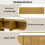 Buffet 60 po 4 portes, placage en bois massif minimaliste moderne avec tablette ouverte, grain de bois, console de rangement de grande capacité pour le salon, le couloir, la salle à manger-393850198