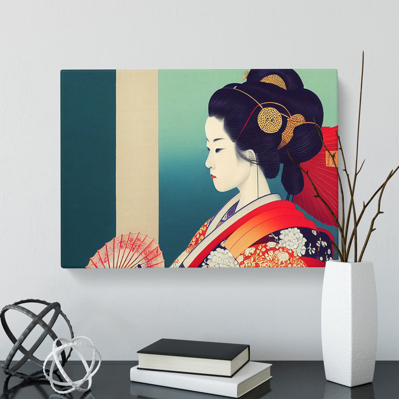 A Stunning Geisha - Wrapped Canvas Print, 40cm H x 60cm W x 3cm D
