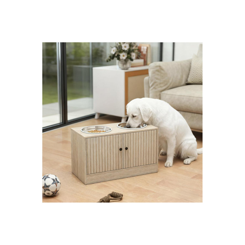 Elevated Dog Bowls With Storage Cabinet
