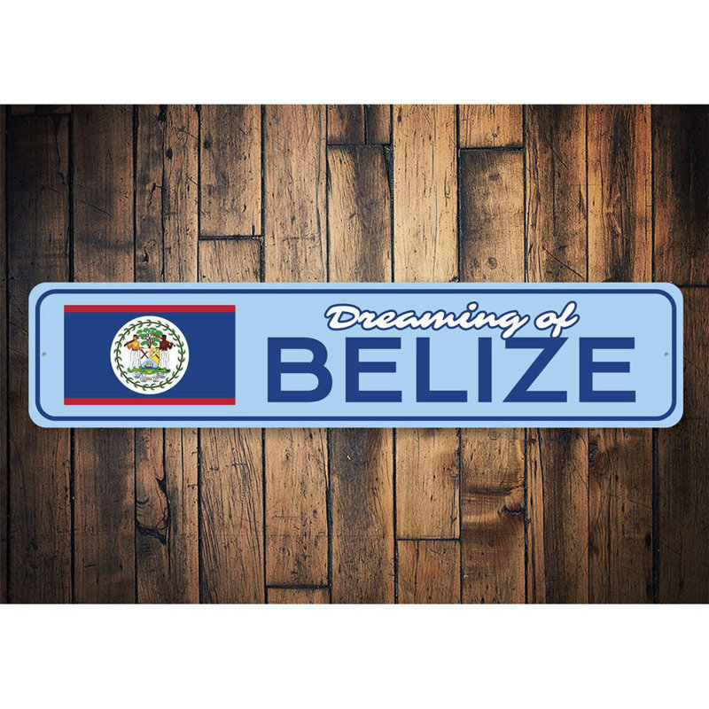 Plaque en aluminium Belize, H 4 po x l 18 po x P 0,04 po