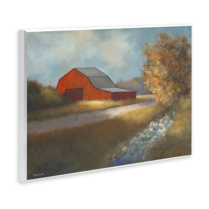 Art traditionnel sur plaque de grange rouge traditionnelle par David Swanagin, H 13 po x l 19 po