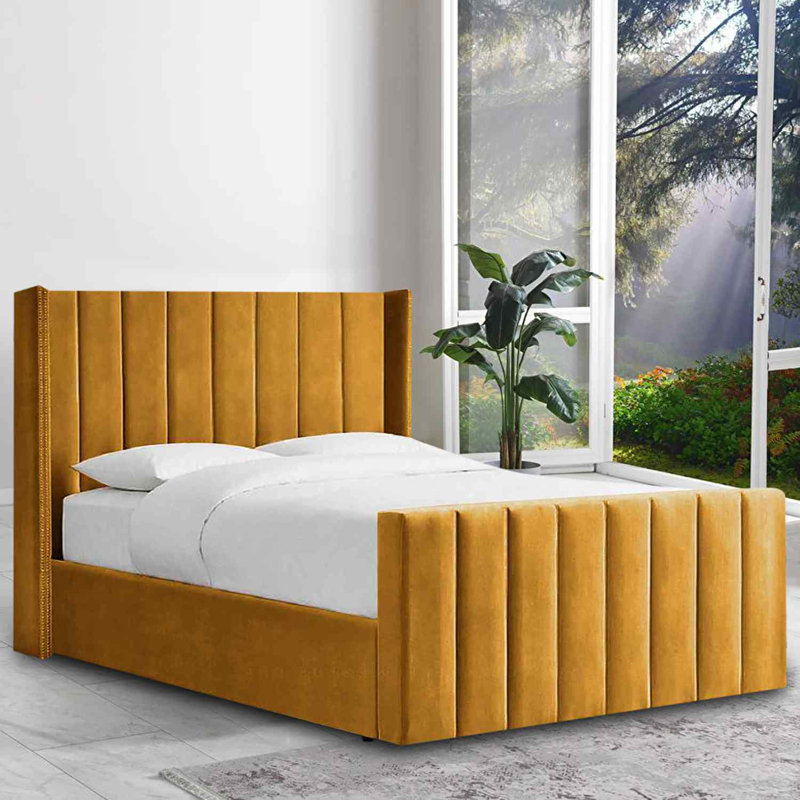 Upholstered Bed, Single (3'), Mustard