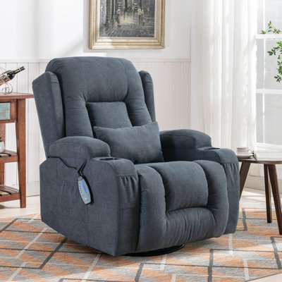 Rockvale Swivel Rocker with Massage and Heat Manual Rocking Glider for Nursery, Pillow Included