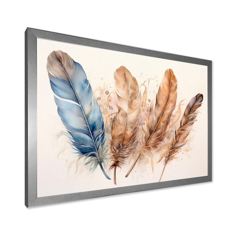 Graceful Quills I, reproduction d'art sur toile, H 34 po x l 44 po x P 1,5 po, Cadre simple argenté