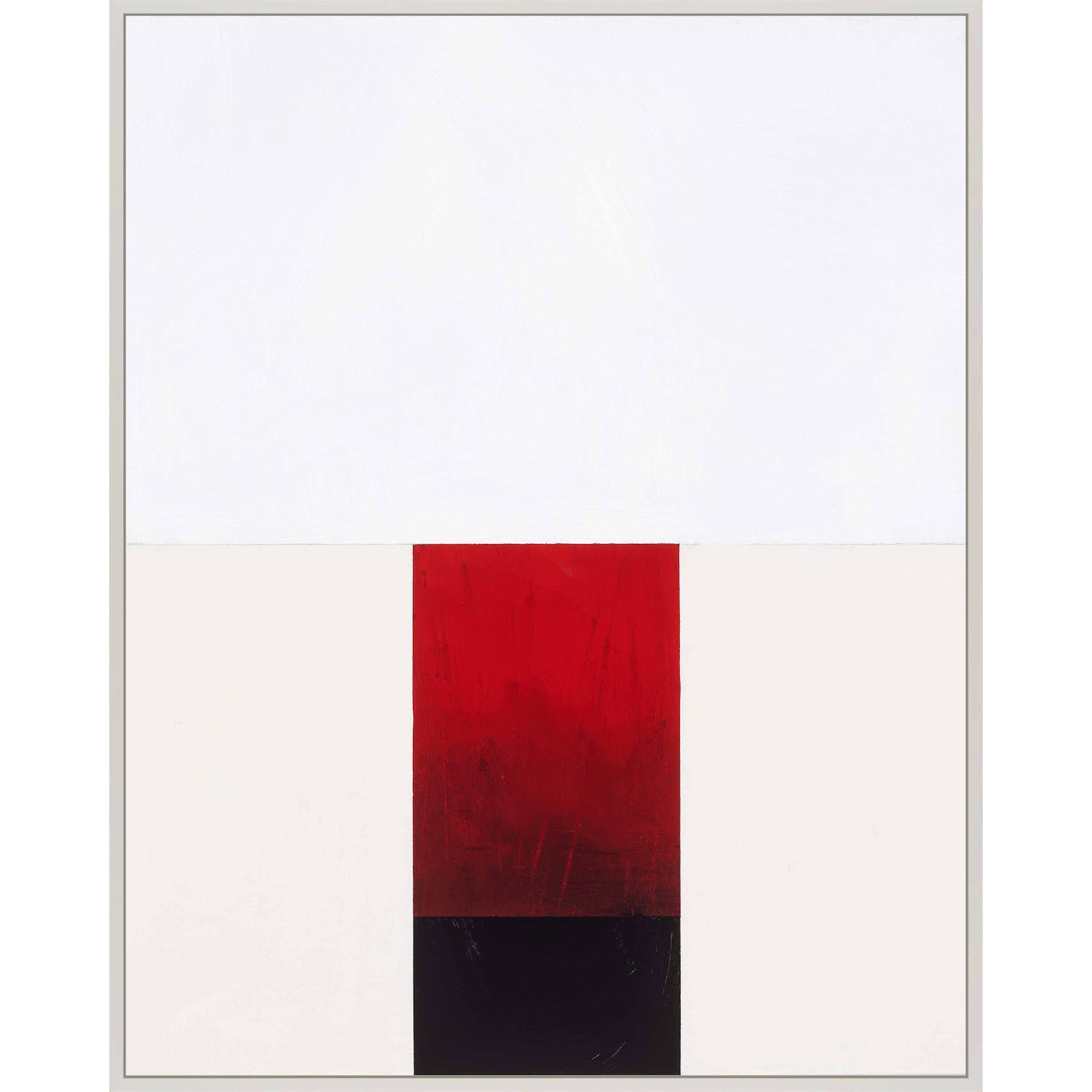 Tempo With Red 2 by Robert Kamnatnik, 20" H x 16" W x 1.38" D, White Framed Canvas