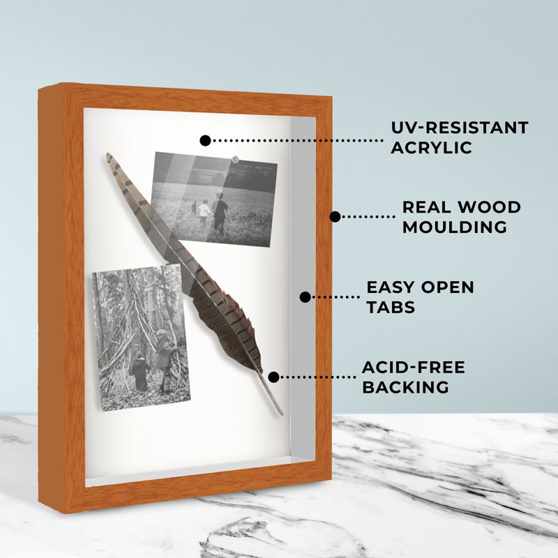 Latrisha Solid Wood Shadow Box Picture Frame, 10" W x 29" H, Brown