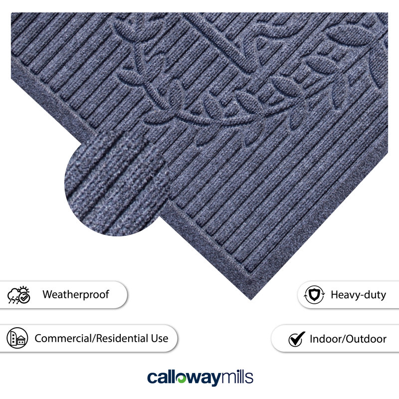 Tapis d'entrée / extérieur Barreto, Rectangle 3 pi x 5 pi, Gris foncé