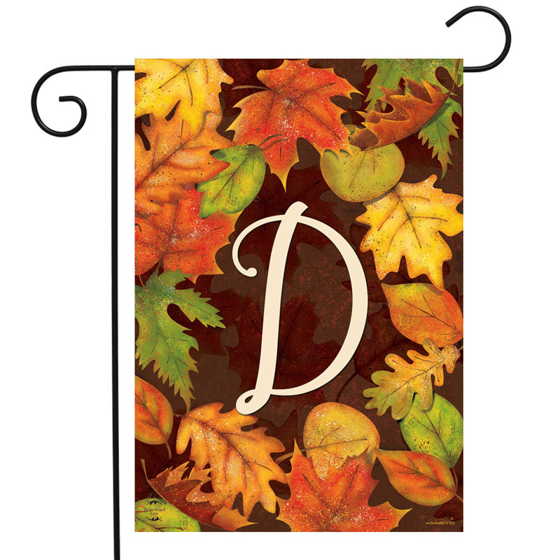 Fall Leaves Monogram Letter D Garden Flag