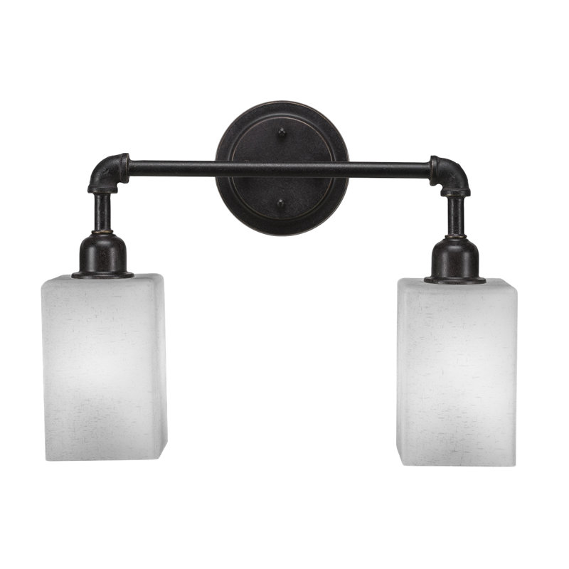 Torpoint 2-Light Dimmable Dark Granite Vanity Light, White Muslin
