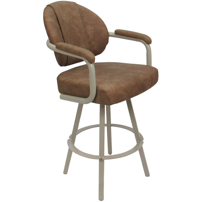 Tabouret de comptoir pivotant en métal Lavenia - base Warren, Vinyle brun / cadre beige