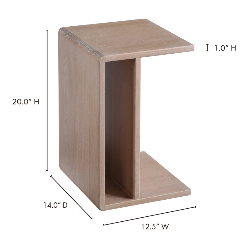 Hiroki Solid Wood End Table, White Wash