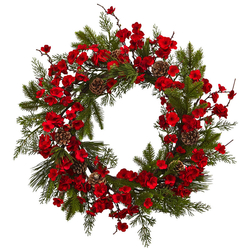 Couronne en polyester 24 po Plum Blossom Pine